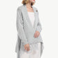 One-Button Tassel Tie Asymmetrical Hem Cardigan