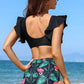 Two-Tone Ruffled Two-Piece Swimsuit