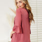 Ninexis Flounce Sleeve Full Size Babydoll Blouse