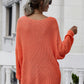 Rib-Knit Drop Shoulder V-Neck Pullover Sweater