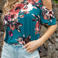 Floral Cold-Shoulder Round Neck Top