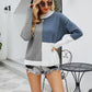 Color Block Dropped Shoulder Ribbed Trim Sweater