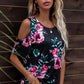 Floral Cold-Shoulder Round Neck Top