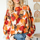 Printed Flounce Sleeve Buttoned Blouse