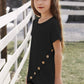 Girls Buttoned Tulip Hem T-Shirt