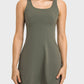 Square Neck Sports Tank Dress with Full Coverage Bottoms
