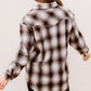 Plaid Button-Up Curved Hem Shirt with Breast Pockets
