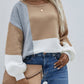 Color Block Tie-Back Dropped Shoulder Knit Pullover