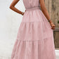V-Neck Smocked Waist Sleeveless Tiered Dress