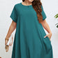 Plus Size Round Neck Handkerchief Hem Dress