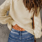 Button Front Ribbed Lantern Sleeve Cardigan