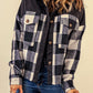 Plaid Button-Up Shirt Jacket with Pockets