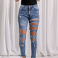 Distressed Raw Hem Skinny Jeans