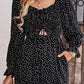 Polka Dot Ruched Smocked Flounce Sleeve Romper