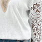 Plus Size Waffle-Knit Crochet V-Neck Blouse