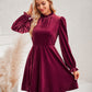 Long Flounce Sleeve A-Line Dress