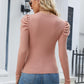 Puff Sleeve Rib-Knit Sweater