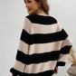 Striped Raglan Sleeve Ribbed Trim Knit Top