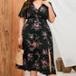 Plus Size Floral Short Sleeve Split Dress