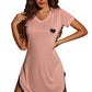 Heart Graphic Lace Trim Night Dress