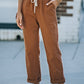 Drawstring Waist Corduroy Pants with Pockets