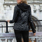 Full Size Zip-Up Hooded PU Jacket