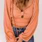 Knotted Balloon Sleeve Textured Crop Top
