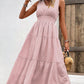 V-Neck Smocked Waist Sleeveless Tiered Dress