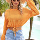 Drawstring Hem Round Neck Cropped Cover Up - Deals DejaVu