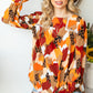 Printed Flounce Sleeve Buttoned Blouse