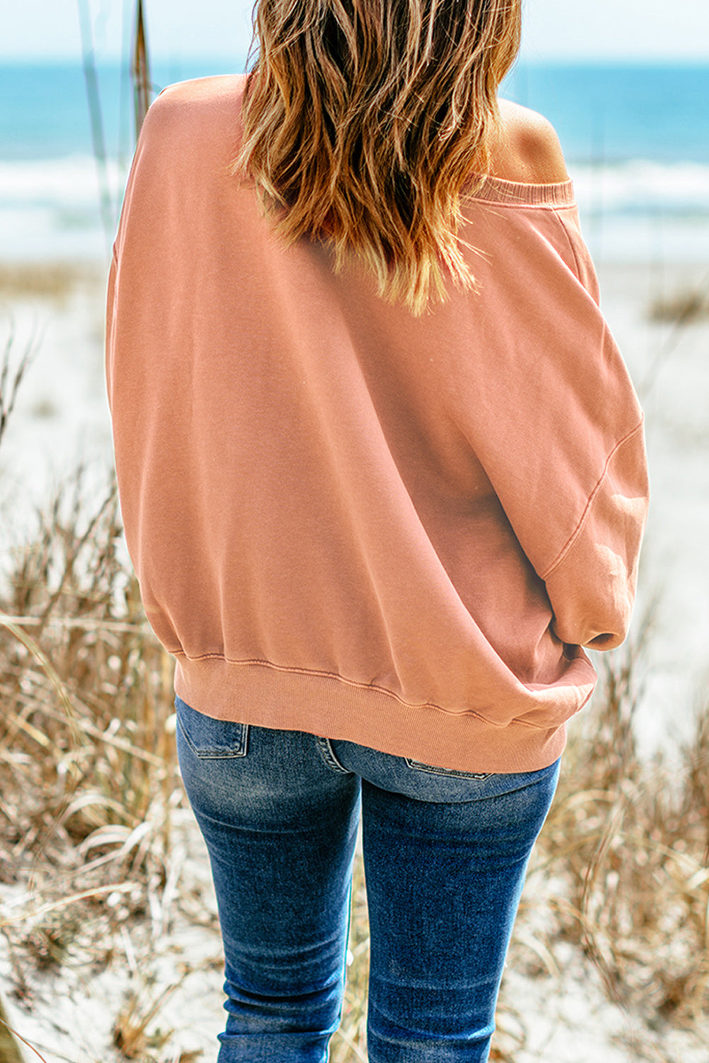 Dropped Shoulder Sweatshirt with Kangaroo Pocket