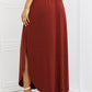 Zenana It's My Time Full Size Side Scoop Scrunch Skirt in Dark Rust