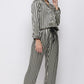 Satin Button-Up Lapel Collar Top and Pants Pajama Set