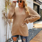 Rib-Knit V-Neck Tunic Sweater