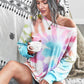 Tie-Dye Boat Neck Batwing Sleeve Tee