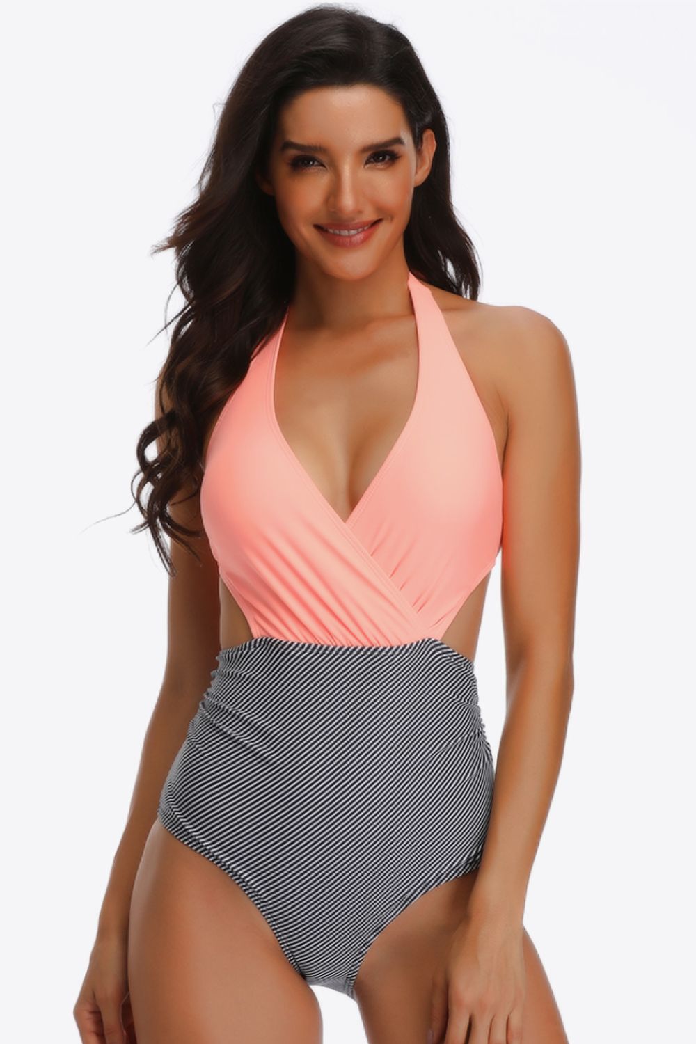 Tie Back Halter Neck One-Piece Swimsuit