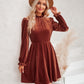 Long Flounce Sleeve A-Line Dress