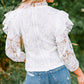 Ruffled Zip-Back Lace Blouse