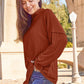 Basic Bae Full Size Ribbed Exposed Seam Mock Neck Knit Top