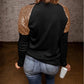 Contrast Sequin Heart Graphic Raglan Sleeve Top