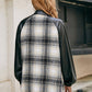 Plaid Button Down Raglan Sleeve Jacket