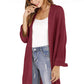 Open Front Slit Exposed Seam Cardigan