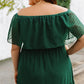 Plus Size Swiss Dot Off-Shoulder Tiered Dress