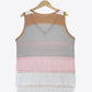 Striped Openwork V-Neck Knit Tank