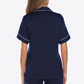 Contrast Piping Button Front Top and Shorts Lounge Set