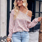 Asymmetrical Dropped Shoulder Long Sleeve Knit Top