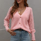 Rib-Knit Plunge Raglan Sleeve Cardigan