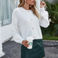 Round Neck Dropped Shoulder Fuzzy Cardigan