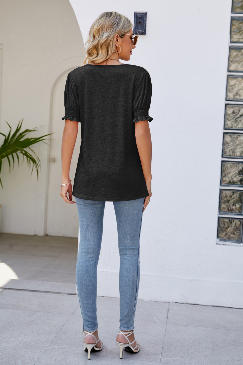 Flounce Sleeve V-Neck Tee