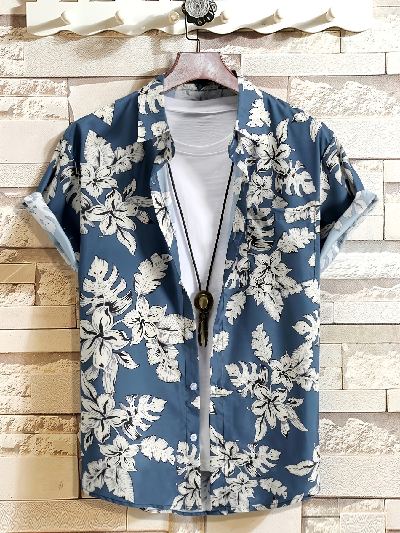 Floral Button Front Short Sleeve Shirt